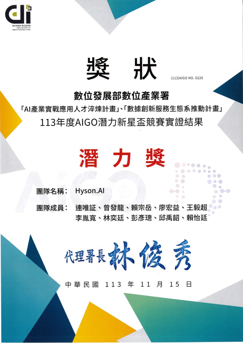 AIGO Potential Award (潛力獎)